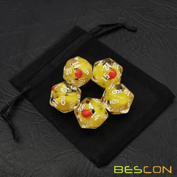 Bescon Yellow Duck 20 sides Dice set of 5, Duck D20 5pcs Set