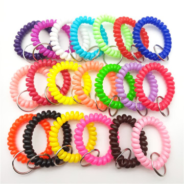 Spiral Wrist Coil Key Chain Bracelet with Steel Key Ring