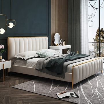 Modern King Size White and Gold Designer Bed Set