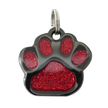 Custom Glitter Pet Tags - Personalized Paw Shape Dog Tags