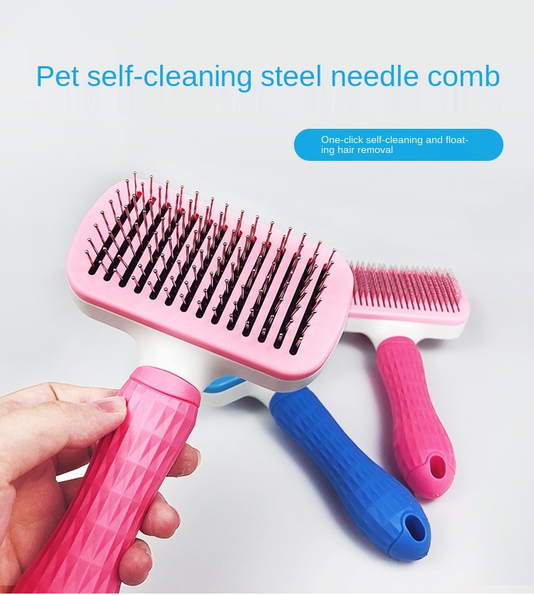 Pet Hair Removal Comb Dog Comb Self-Cleaning Steel Needle Comb One-Button Cleaning Automatic Hair Removal Cat Brush