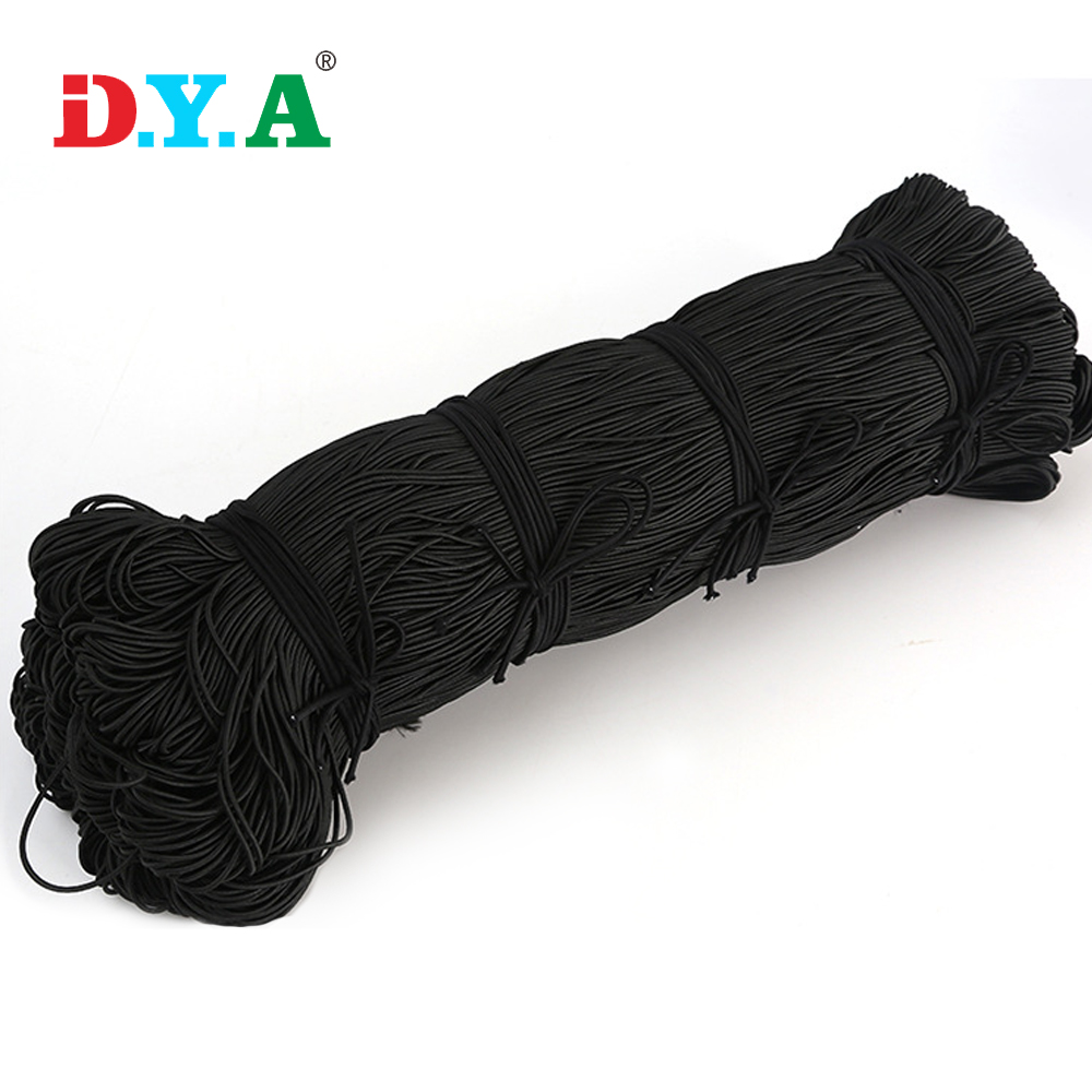 Benutzerdefinierte hochwertige 3 mm elastische Seilschnur farbenfrohe schwarz 2 mm 3 mm rundes elastisches Seil