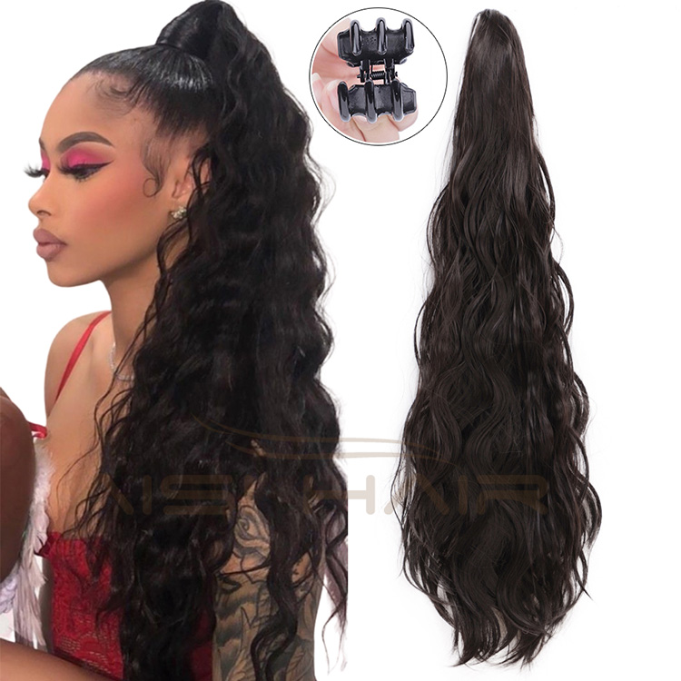 Aisi Hair Synthetic Women Claw on Ponytail Clip in Hair Extensions Long Wave Curly Style Pony Tail Hairpiece for Women