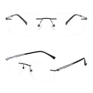 DC8031 Men's Stylish Elastic Stainless Steel Rimless Eyeglass Frame with Elastic Temples