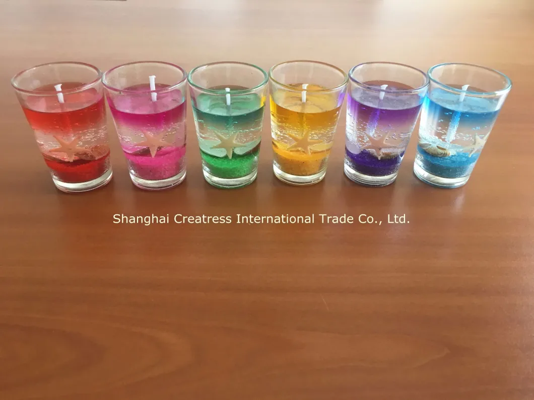 Pretty and Colorful New Outlet Gel Candle for Sale with Glass Holder