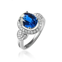 With heart blue diamond jewelry silver ring for engagement