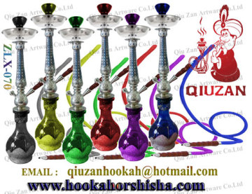 Coloured Glass Big Hookah With Metal And Ceramic Parts