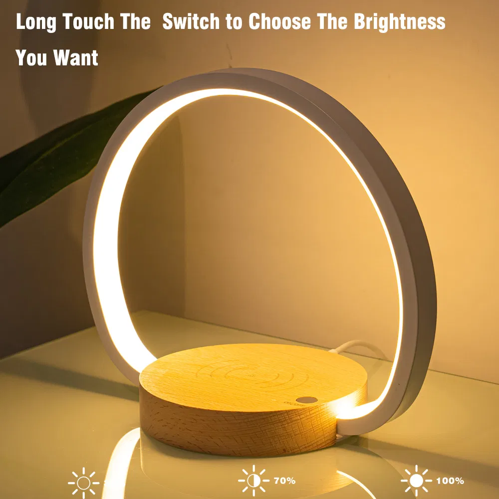 Modern LED Bedside Lamp with Wireless Charging Station