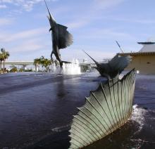 large outdoor copper sculptures bronze swordfish fountain for sale