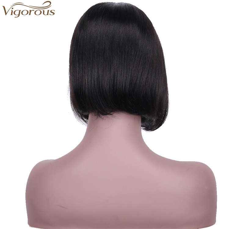 Vigorous Top Quality Short Bob Middle Part Lace Frontal Wigs 10 Inches Straight Black Human hair Wigs For Women Wholesale Price