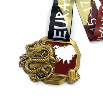 Médaille de dragon en métal en bronze rempli en émail