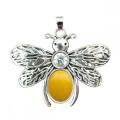 Gemstone Elegent Crystal Bee Pendant 12x15mm Gem Oval Shape Little Bee Pendants Alloy Bee for DIY Jewelry Making