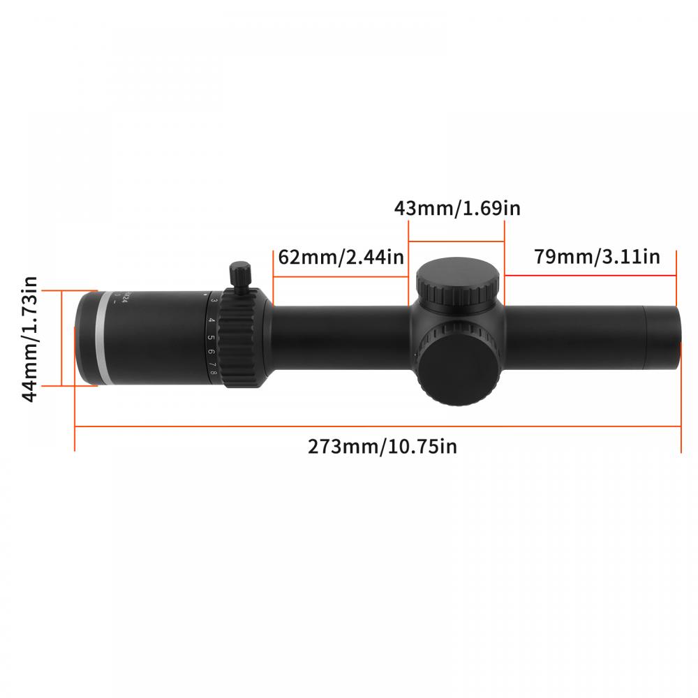 1-8x24 Rifle scope with Throw Leverl