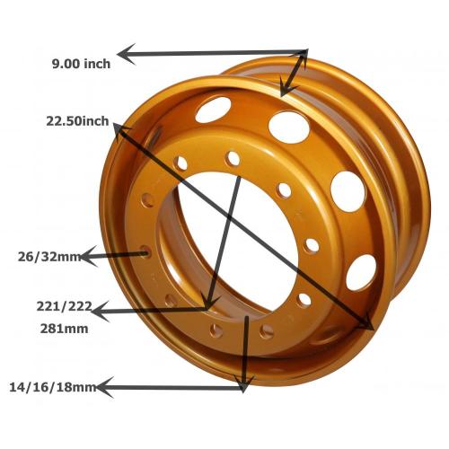 Roues de 22,5 pouces pour véhicules