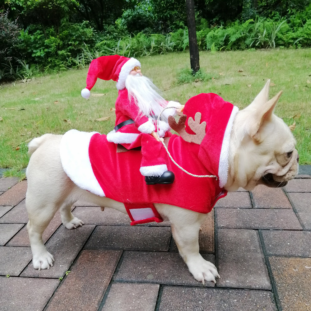 Pet Dog Christmas Clothing Santa Claus Riding Christmas Pet Clothes Riding Deer Pet Christmas Supplies