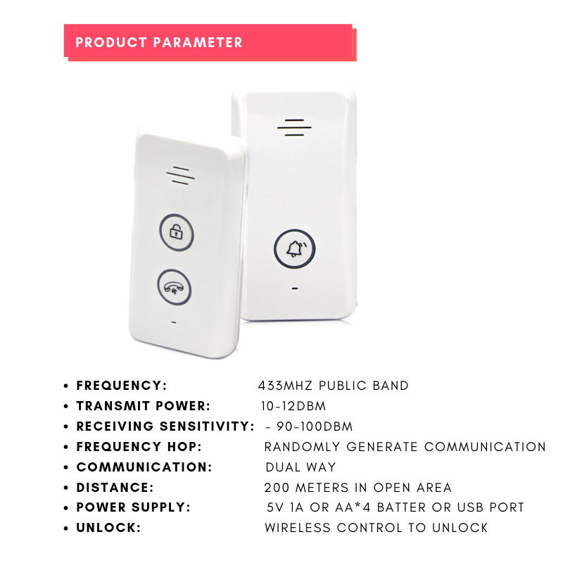 Wireless Audio Intercom Doorbell Open the door