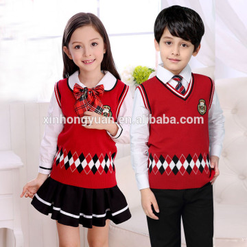 custom kids knit vest pattern child uniform / sleeveless sweater vest
