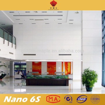 Crystal white crystallized glass for internal wall cladding