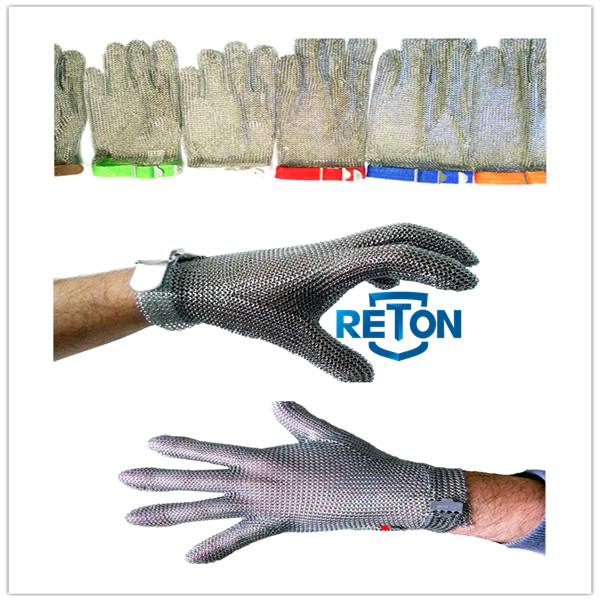 Long-Sleeve Metal Protective Safety Gloves for Cutting/ Butcher Chain Mail Ring Mesh Gloves