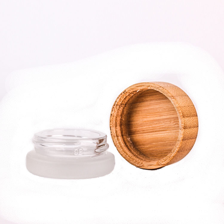 7g Frosted Glass Cream Jar Cosmetic Cream Jar Glass Eye Cream Jar with Bamboo lid