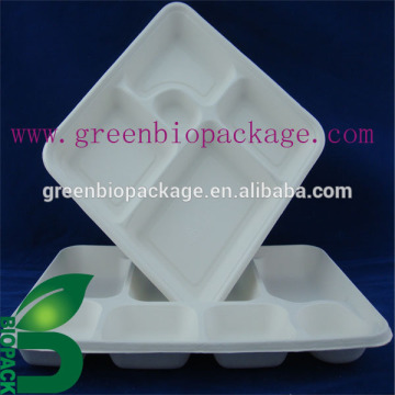 Disposable eco friendly Sugarcane bagasse lunch/dinner tray