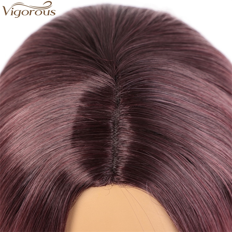 Vigorous Wholesale Price Long Natural Wave Cosplay Wig for Women Synthetic Ombre Pink Middle Part Wigs Heat Resistant