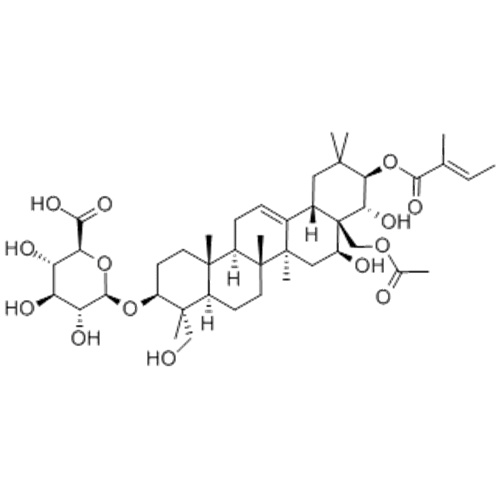 ido bD-Glucopiranosidurico, (57279098,3b, 4a, 16b, 21b, 22a) -28- (acetiloxi) -16,22,23-tri-hidroxi-21 - [[(2E) -2-metil-1-oxo-2 -buten-1-il] oxi] olean-12-en-3-il CAS 122168-40-5