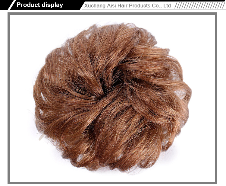 Aisi Hair Brazilian Human Hair Curly Flax Yellow Chignon Bun Elastic Rope Rubber Band Hairpiece Clip In Extension For Women