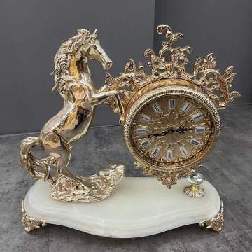 Vintage European Bronze Horse Table Clock