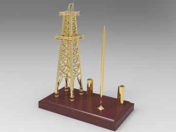 Diecast Oil Rig Derrick Model with Pen Holder