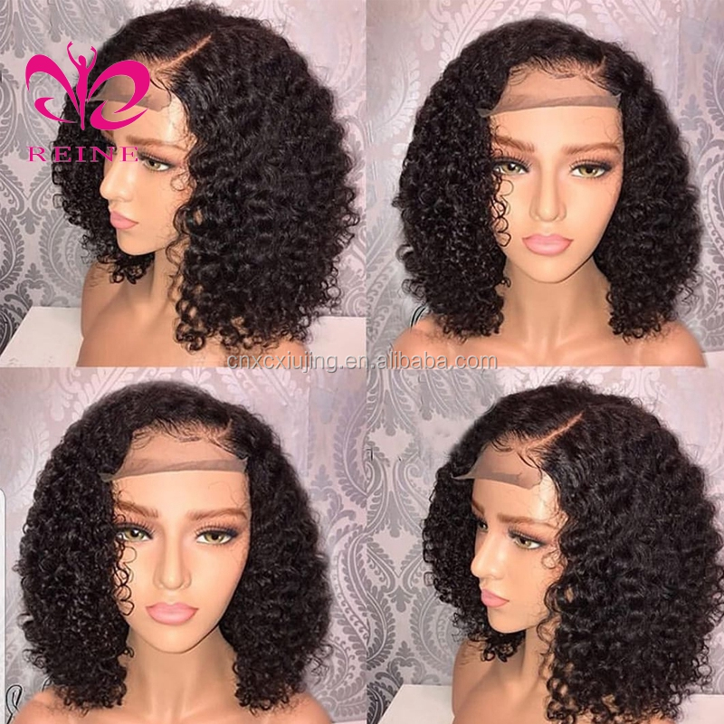 4x4 Bob Lace Closure Wig Indian Straight and Curly Human Hair for Black Women  double drawn human hair wig Blunt Cut Bob Wig