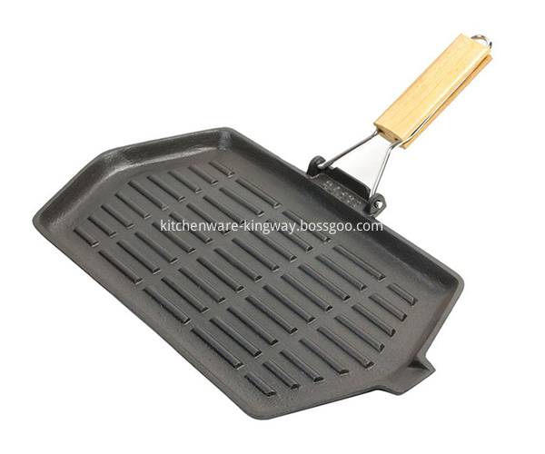 CAST IRON GRILL WITH FOLDABLE HANDLE