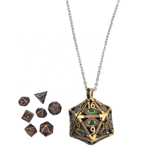 Evil Eye Gemstone Polyhedral Dice Box Necklace for DND Gamers
