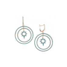 Fashion Desgin Double loop Turquoise 925 Sterling Silver Earrings