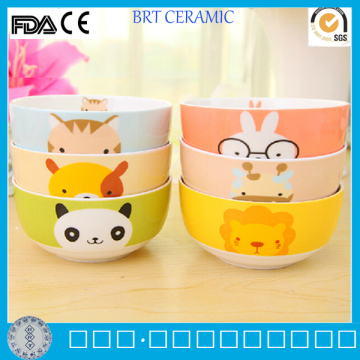 Popular Cartoon Kids Ceramic Rice and Soup Bowl Sets