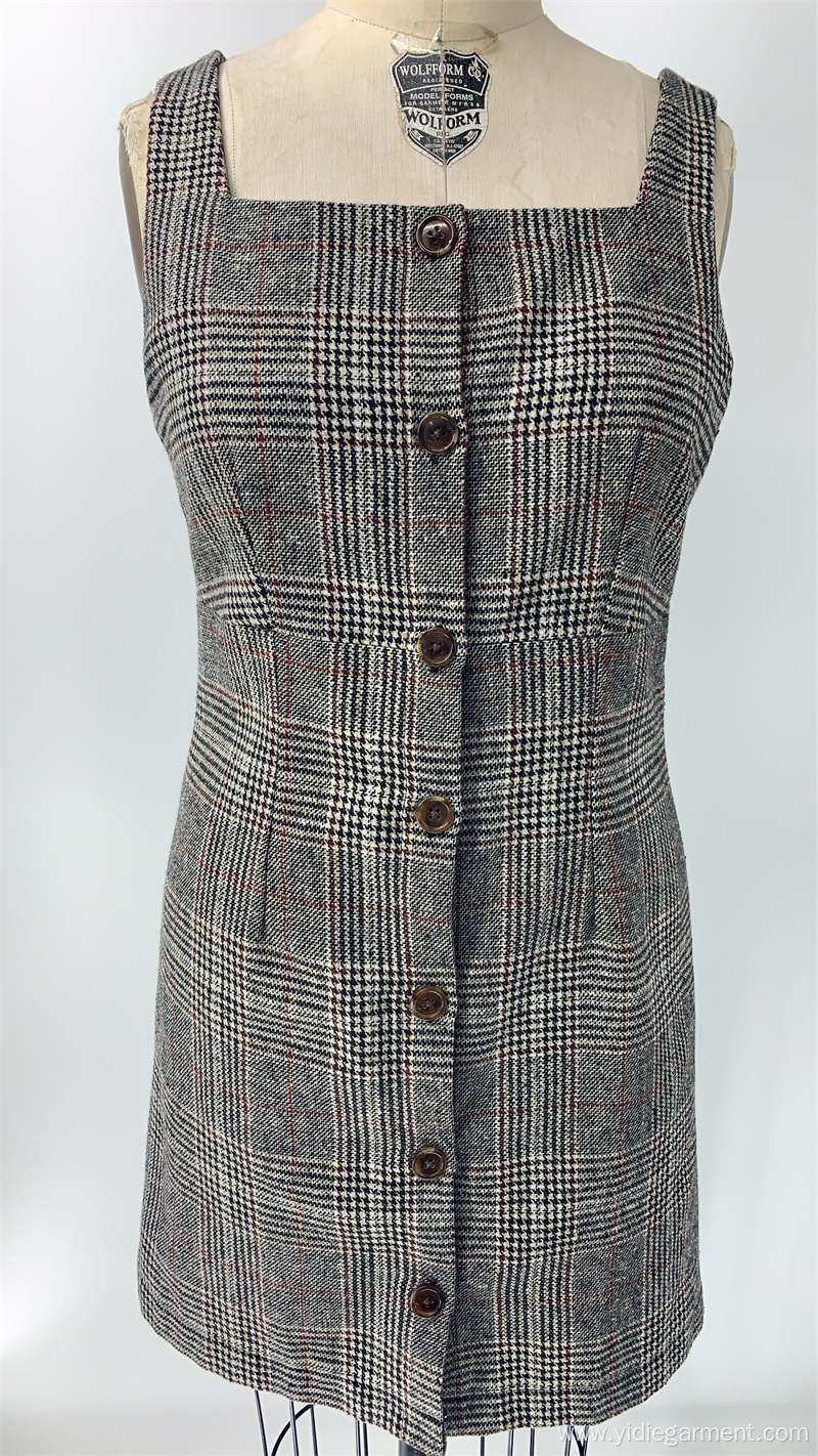 Women's Vintage Plaid Sleeveless Dress