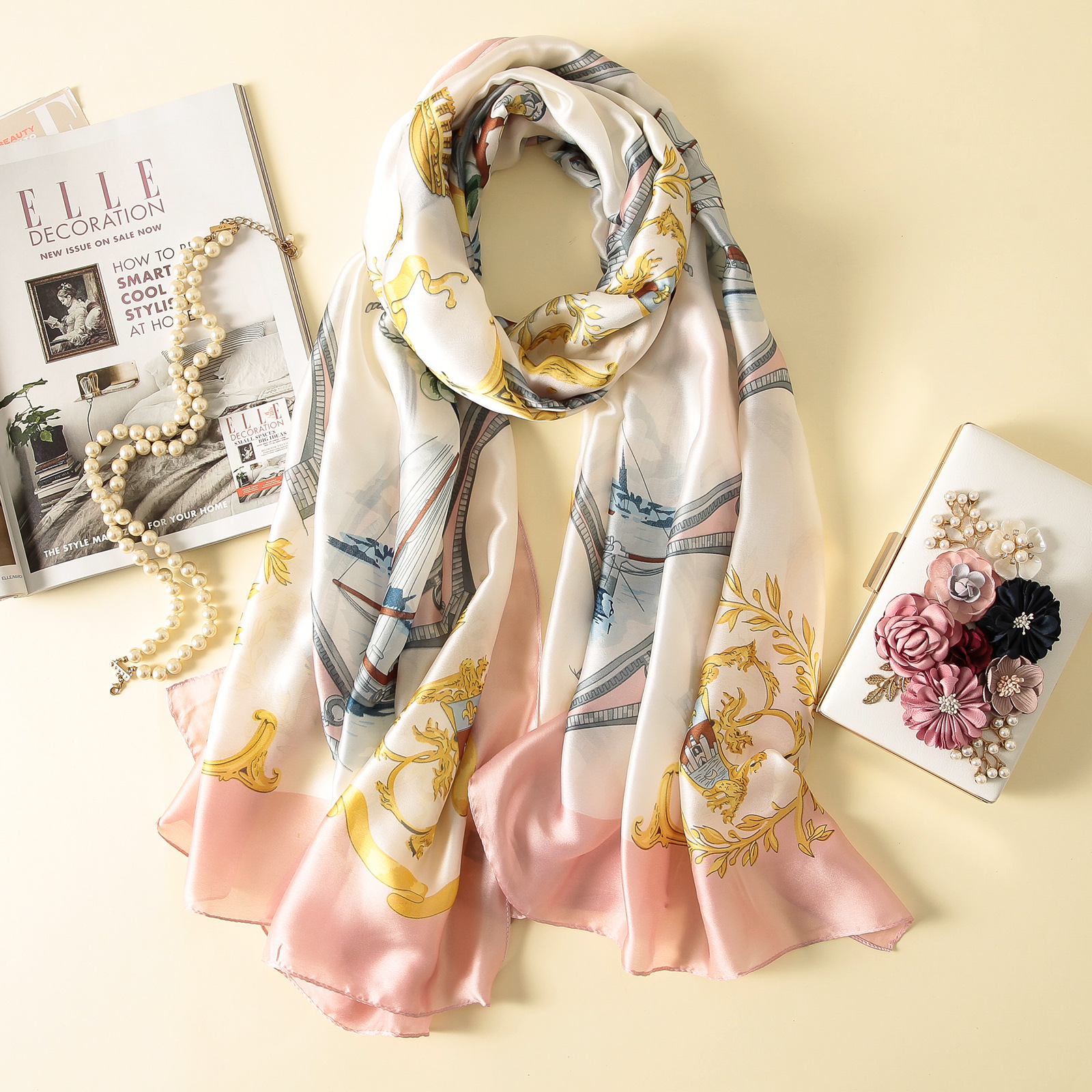 Imitation silk scarf sun block beach towel (4)