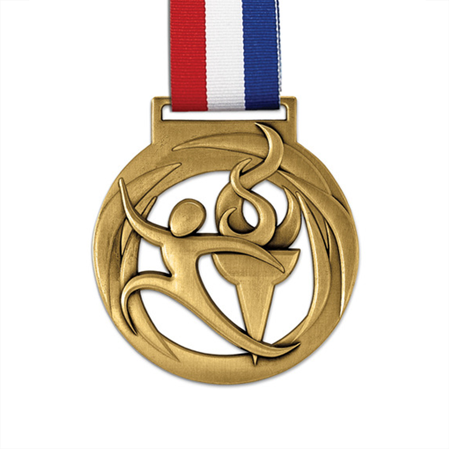 Médaille de torche en cuivre de course à la main