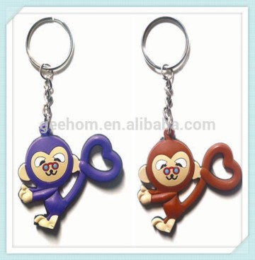 custom 3d monkey shaped pvc cartoon cheap key chain