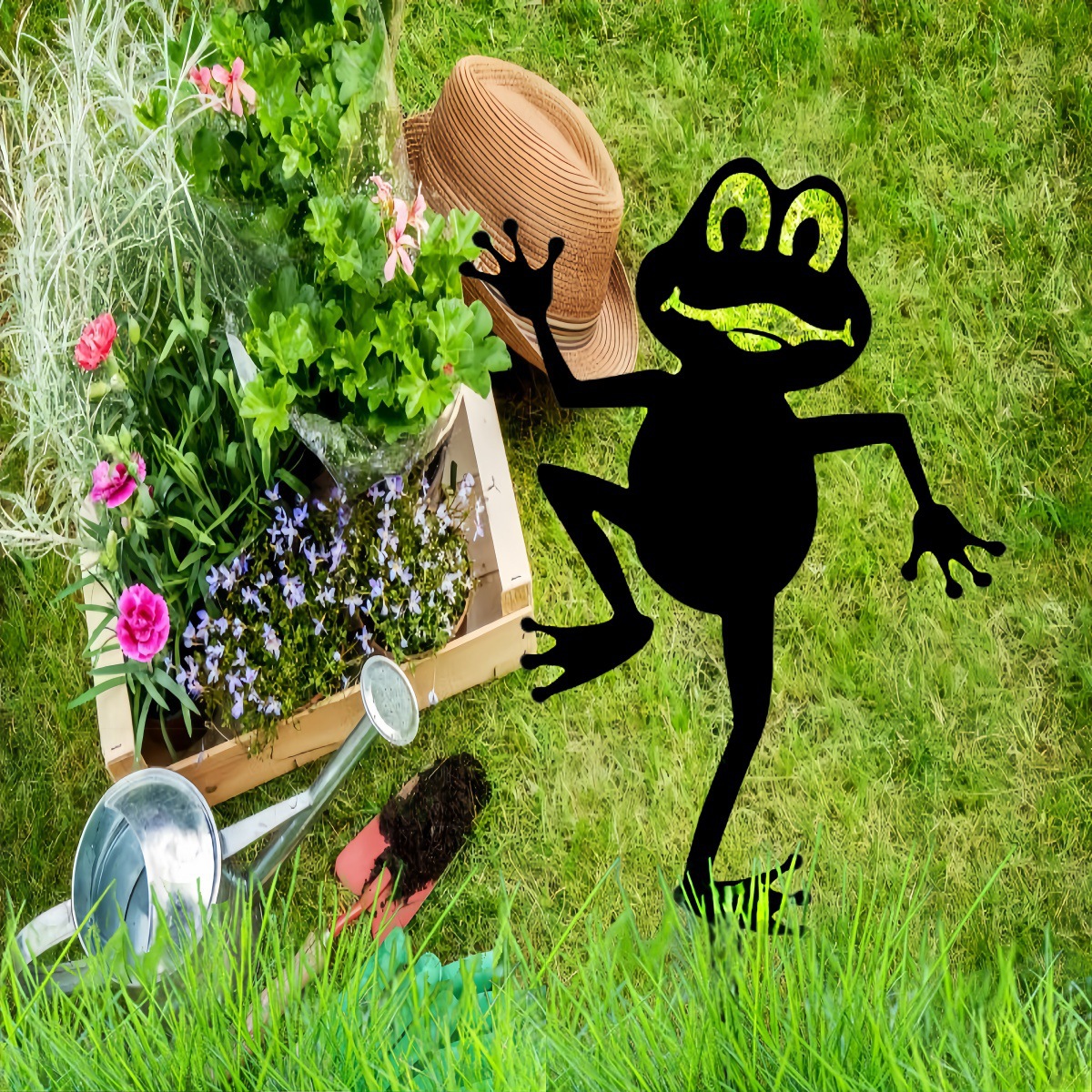 Metal Yoga Kurbağa Bahçe Kazıkları Metal Yoga Frog Garden Stakes