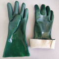 Green pvc coated safety rubber work hand glove