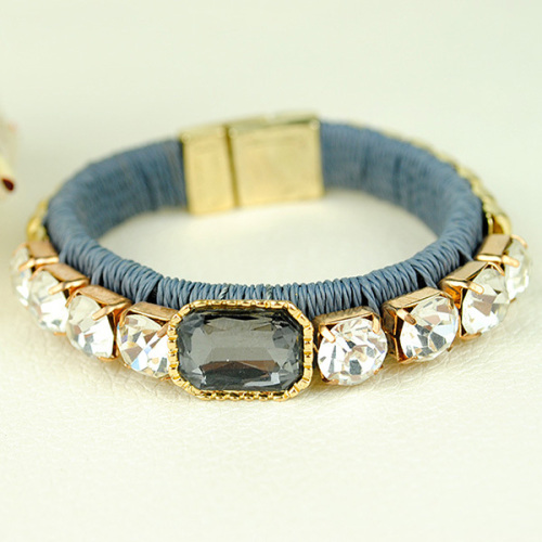 Weaved Wrap Crystal Magnetic Bracelet Gold Bangle Bracelet
