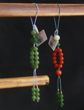 Jade Cinnabar Dual-Tone Pendant Necklace