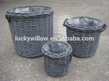 3 pcs set rustic wicker garden pot garden tool basket