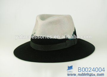 Dip dye design fedora hats, leather band wool felt hats, hat factory