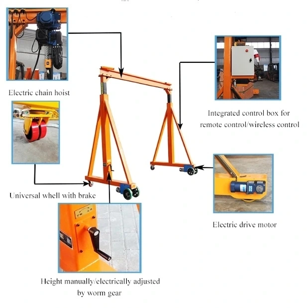 Small Warehouse Used Portable Mini Mobile Gantry Cranes