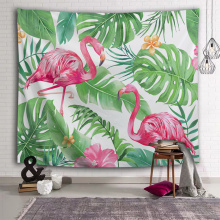 Różowa Flamingo Gobelin Liść Palmowy Wiszące Ściany Zielone Rośliny Gobelinowe do Salonu Sypialnia Home Dorm Decor