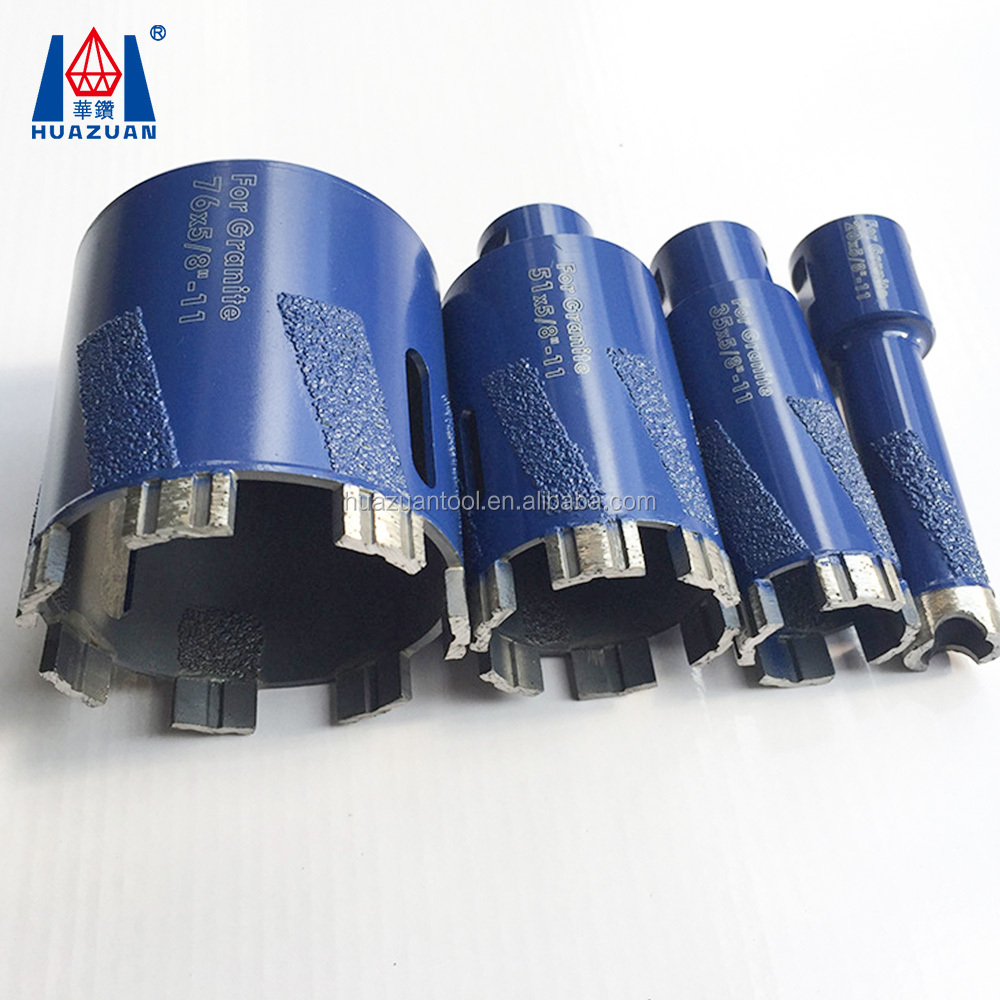 Vacuum brazed dry diamond core drill bit for drilling granite