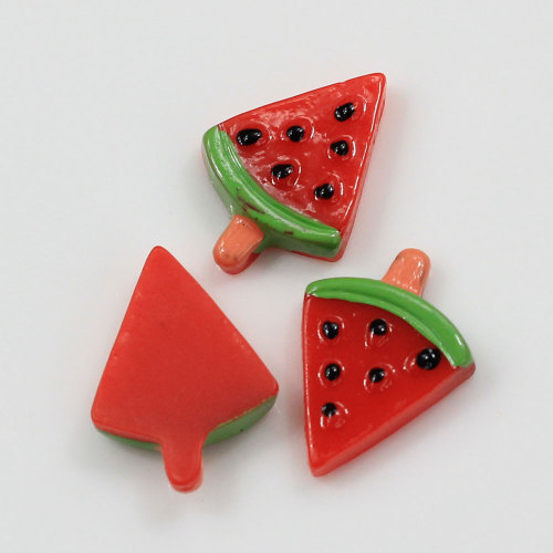 100pcs 16*23mm Cute Flat Back 3D Kawaii Red Watermelon Fruit Style Cabochon Resin Bead Decoration Accessories