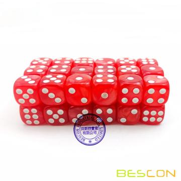 Bescon 12mm 6 caras Dice 36 en Brick Box, 12 mm Six Sided Die (36) Bloque de dados, Marble Red